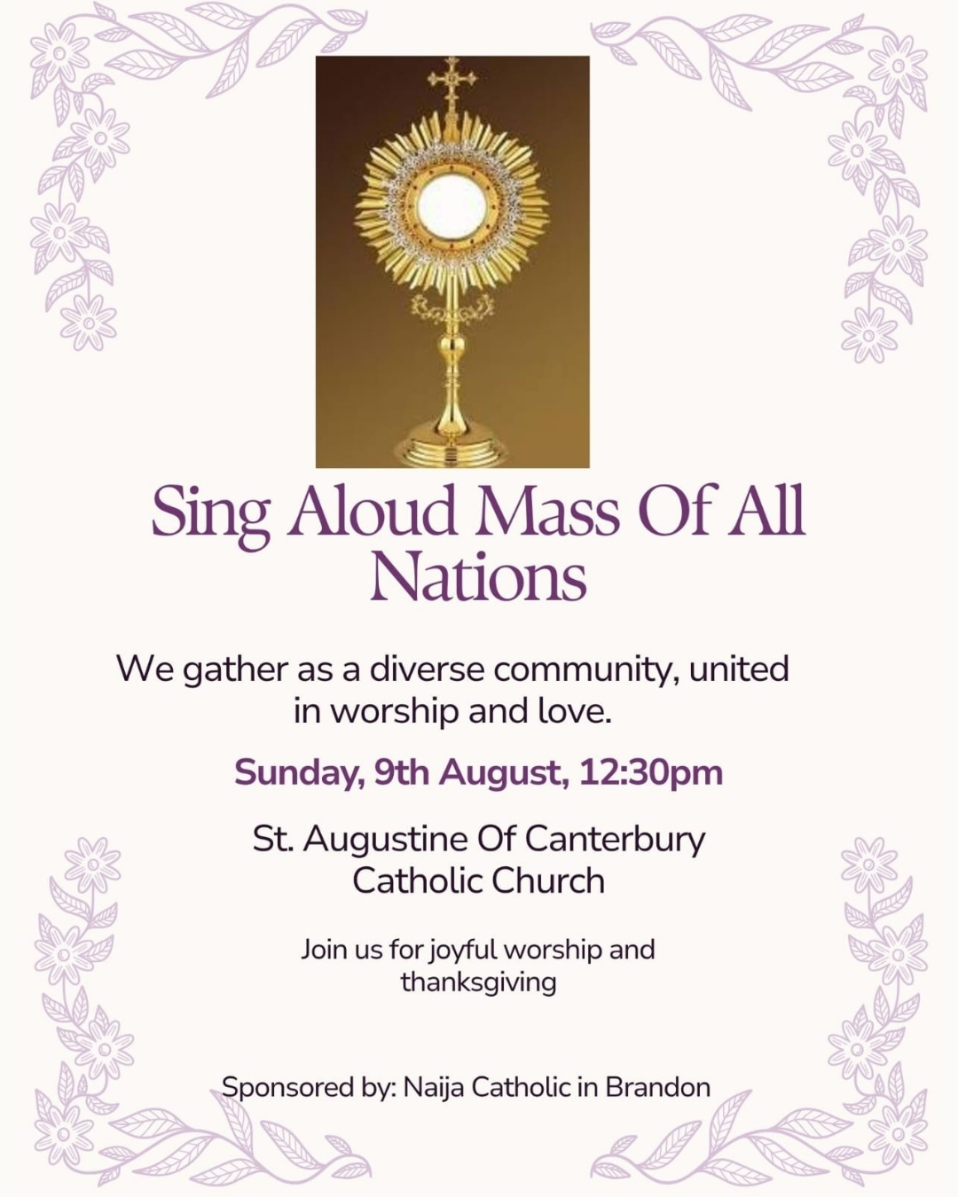 Read more about the article Sing Aloud Mass of All Nations